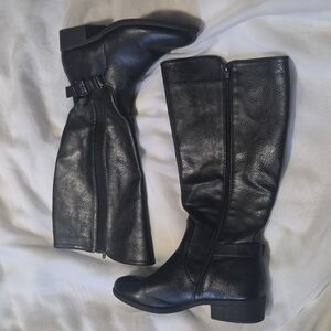 Croft & Barrow Black Faux Leather Knee High Boots Size 9.5